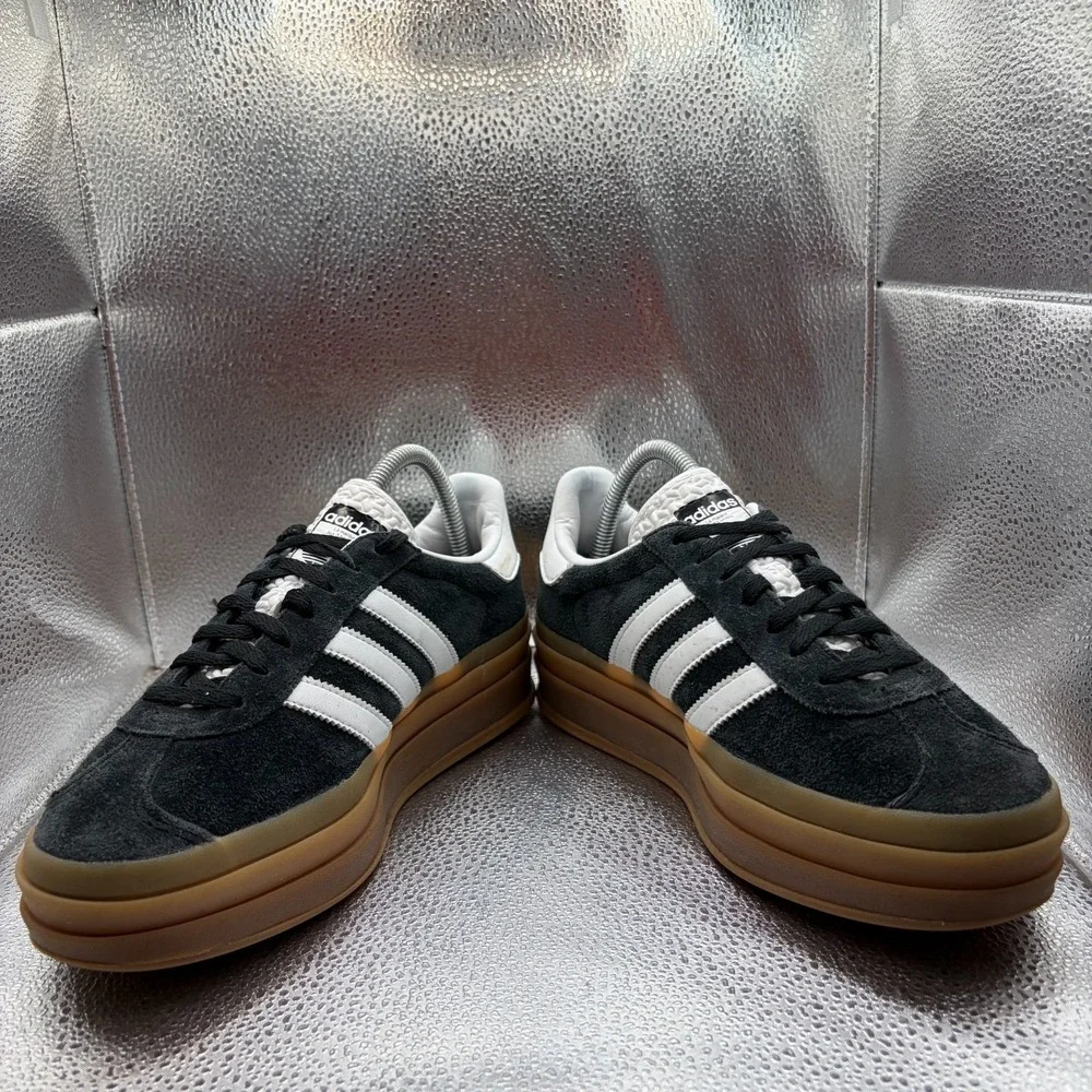 Size 8 Adidas Gazelle Bold Core Black White Gum Low Top Athletic Sneakers IE0876